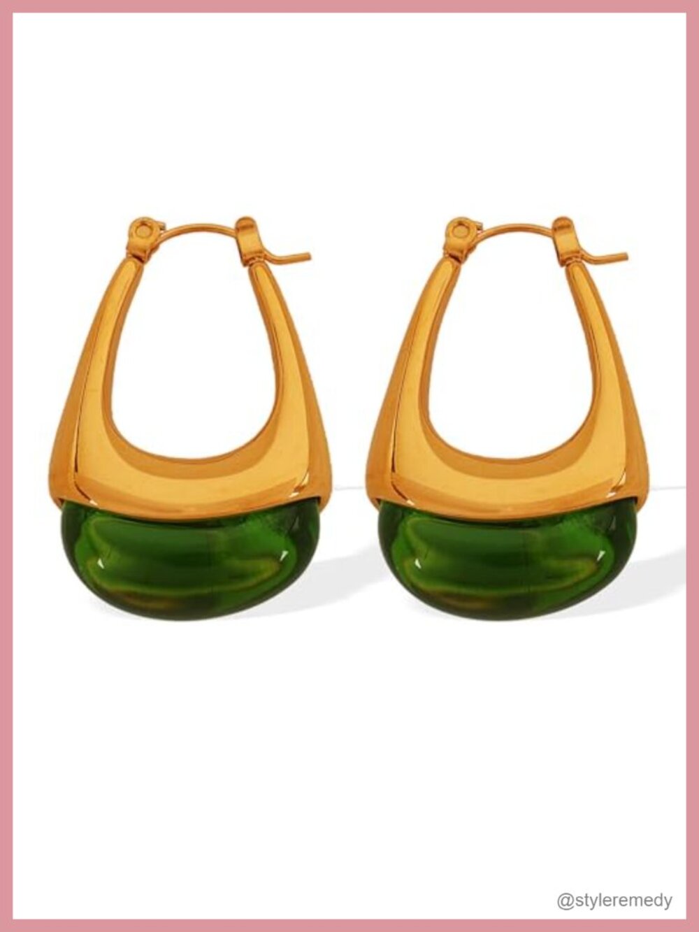 Gold Plated Stainless Steel Resin Drop Earrings Boho Hoop Dangle